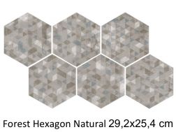 Forest Hexagon Silver 29,2 x 25,4 cm - Bodenfliesen, sechseckig, gealtert