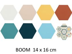 BOOM 14x16 cm - Boden- und Wandfliesen, sechseckig, Designfarben.