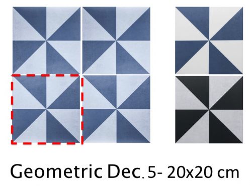 Geometric Dec. 5- 20x20  cm - Boden- und Wandfliesen, inspiriert vom mediterranen Stil und Kreta