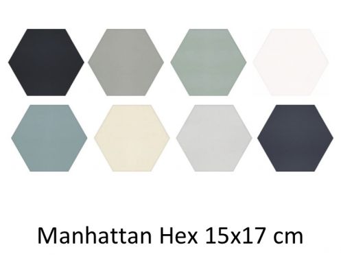 MANHATTAN HEX 15x17 cm - Boden- und Wandfliesen, sechseckig, Designfarben.
