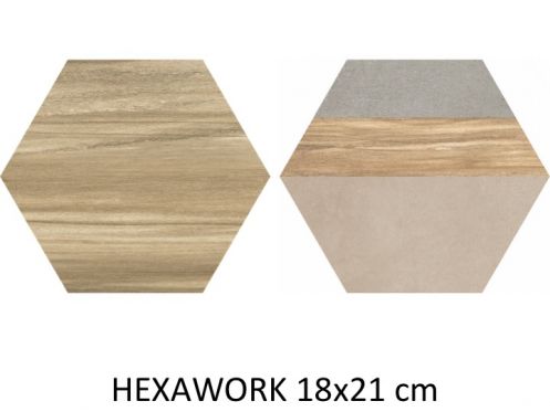 Holzfliesen, Parkettimitat, Porzellan - 21 x 18,2 cm - HEXAWORK W