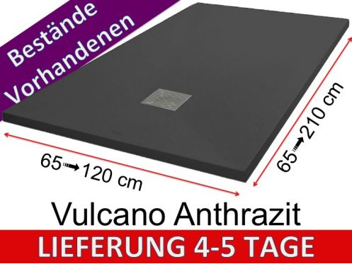 Mineralharz-Duschwannen, individuelle Anfertigung, Steineffekt, rutschfest - VULCANO anthrazit