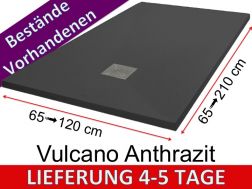 Mineralharz-Duschwannen, individuelle Anfertigung, Steineffekt, rutschfest - VULCANO anthrazit
