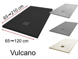 Mineralharz-Duschwannen, individuelle Anfertigung, Steineffekt, rutschfest - VULCANO schwarz