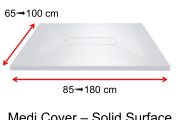 Duschwanne, zentraler Ablauf, aus Mineralharz mit fester Oberfläche - MEDI COVER