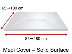 Duschwanne, zentraler Ablauf, aus Mineralharz mit fester Oberfläche - MEDI COVER