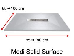 Duschwanne aus Mineralharz mit fester Oberfläche, zentraler Abfluss - MEDI