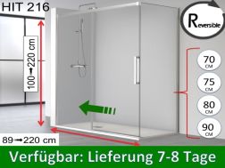 Schiebeduschtür, 110 x 195 cm, mit festem Rücklauf - HIT 216