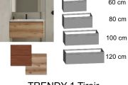 Badezimmerschrank, zwei Schubladen, von denen eine versteckt ist, Höhe 50 cm, Holzoberfläche - TRENDY