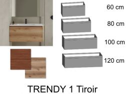 Badezimmerschrank, zwei Schubladen, von denen eine versteckt ist, Höhe 50 cm, Holzoberfläche - TRENDY