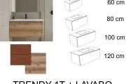 Badezimmerschrank, zwei Schubladen, von denen eine versteckt ist, Höhe 50 cm, Holzoberfläche - TRENDY __plus__ LAVABO
