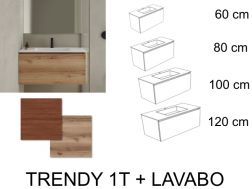 Badezimmerschrank, zwei Schubladen, von denen eine versteckt ist, Höhe 50 cm, Holzoberfläche - TRENDY __plus__ LAVABO
