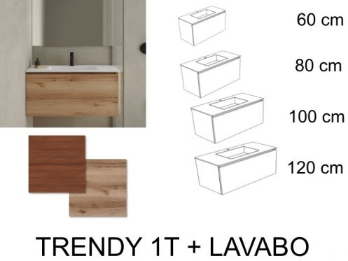Badezimmerschrank, zwei Schubladen, von denen eine versteckt ist, Hhe 50 cm, Holzoberflche - TRENDY __plus__ LAVABO