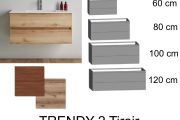 Badezimmerschrank, zwei Schubladen, aufgehängt, Holzoberfläche - TRENDY 2T