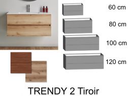 Badezimmerschrank, zwei Schubladen, aufgehängt, Holzoberfläche - TRENDY 2T