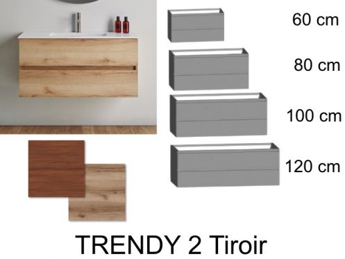 Badezimmerschrank, zwei Schubladen, aufgehngt, Holzoberflche - TRENDY 2T