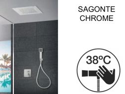 Eingebaute Dusche, thermostatisch, mit Regenduschkopf 30 x 30 - SAGONTE CHROME
