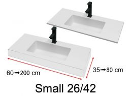 Waschtischplatte, an der Wand montiert oder eingebaut, aus Mineralharz - SMALL