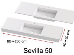 Waschtischplatte, an der Wand montiert oder eingebaut, aus Mineralharz - SEVILLA 50