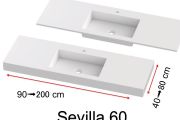 Waschtischplatte, an der Wand montiert oder eingebaut, aus Mineralharz - SEVILLA 60