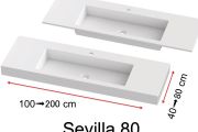 Waschtischplatte, an der Wand montiert oder eingebaut, aus Mineralharz - SEVILLA 80