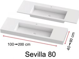 Waschtischplatte, an der Wand montiert oder eingebaut, aus Mineralharz - SEVILLA 80