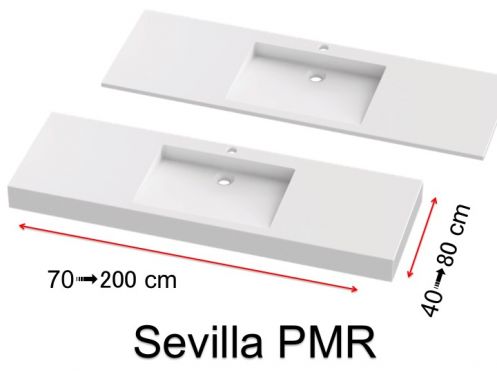 Waschtischplatte, an der Wand montiert oder eingebaut, aus Mineralharz - SEVILLA PMR