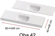Waschtischplatte, an der Wand montiert oder eingebaut, aus Mineralharz - OBA 42