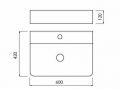 Waschbecken 42x60 cm, weie Keramik - COUNTER TOP 1001