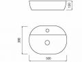 Waschbecken 500x380 mm, weie Keramik - COUNTER TOP 1007
