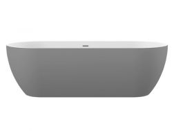 Freistehende Badewanne, 1700 x 800 x 570 mm, Acryl, matt grau - BARO