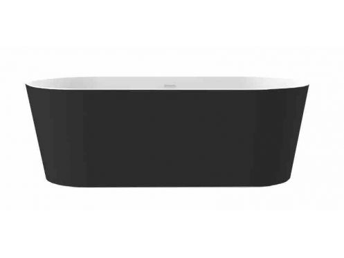 Freistehende Badewanne, 1700 x 800 x 580 mm, Acryl, matt schwarz - BASQ