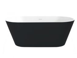 Freistehende Badewanne, 1700 x 800 x 640 mm, aus Mineralharz mit fester Oberfläche, in mattem Farbton - HYDRA  schwarz