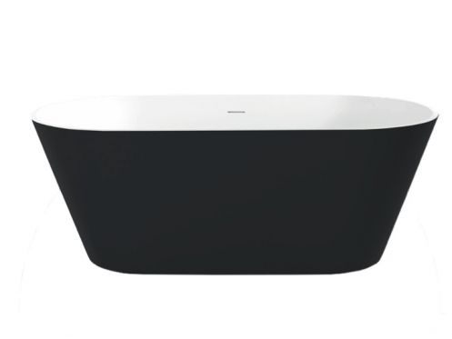 Freistehende Badewanne, 1700 x 800 x 640 mm, aus Mineralharz mit fester Oberfl�che, in mattem Farbton - HYDRA  schwarz