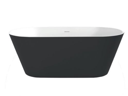 Freistehende Badewanne, 1700 x 800 x 640 mm, aus Mineralharz mit fester Oberflche, in mattem Farbton - HYDRA  Anthrazit