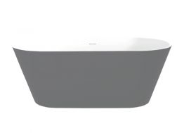 Freistehende Badewanne, 1700 x 800 x 640 mm, aus Mineralharz mit fester Oberfläche, in mattem Farbton - HYDRA  grau
