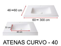 Tiefgezogenes Waschbecken, hängend oder eingebaut, aus Solid-Surface - ATENAS CURVO 40