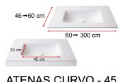 Tiefgezogenes Waschbecken, hängend oder eingebaut, aus Solid-Surface - ATENAS CURVO 45
