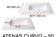Tiefgezogenes Waschbecken, hängend oder eingebaut, aus Solid-Surface - ATENAS CURVO 50