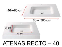 Tiefgezogenes Waschbecken, hängend oder eingebaut, aus Solid-Surface - ATENAS RECTO 40