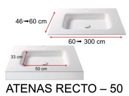 Tiefgezogenes Waschbecken, hängend oder eingebaut, aus Solid-Surface - ATENAS RECTO 50