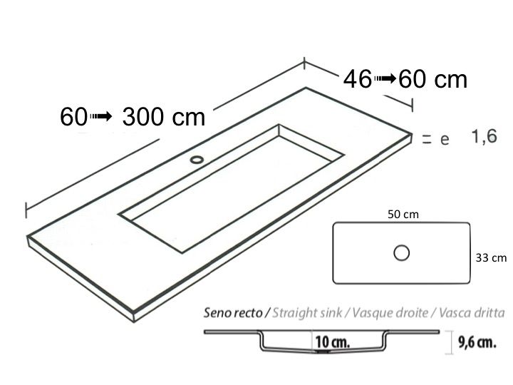 Tiefgezogenes Waschbecken, hängend oder eingebaut, aus Solid-Surface