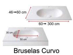 Tiefgezogenes Waschbecken, hängend oder eingebaut, aus Solid-Surface - BRUSELAS CURVO