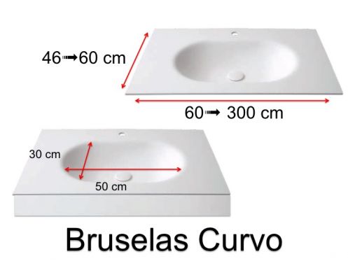 Tiefgezogenes Waschbecken, hngend oder eingebaut, aus Solid-Surface - BRUSELAS CURVO