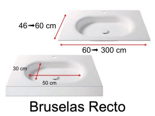Tiefgezogenes Waschbecken, h�ngend oder eingebaut, aus Solid-Surface - BRUSELAS RECTO