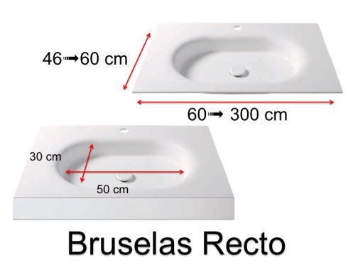 Tiefgezogenes Waschbecken, hngend oder eingebaut, aus Solid-Surface - BRUSELAS RECTO