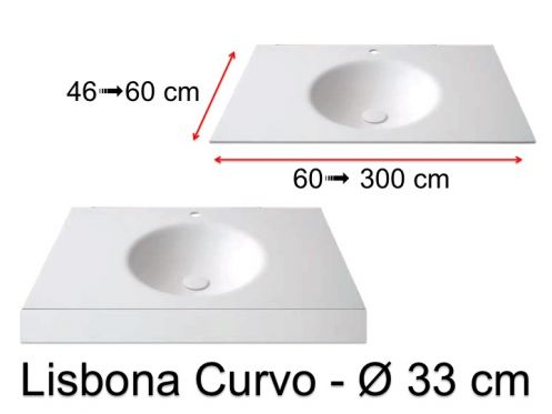 Tiefgezogenes Waschbecken, h�ngend oder eingebaut, aus Solid-Surface - LISBONA CURVO 33