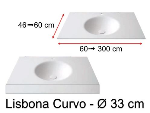 Tiefgezogenes Waschbecken, hngend oder eingebaut, aus Solid-Surface - LISBONA CURVO 33