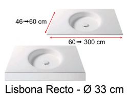Tiefgezogenes Waschbecken, hängend oder eingebaut, aus Solid-Surface - LISBONA RECTO 33