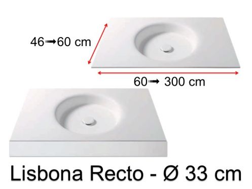 Tiefgezogenes Waschbecken, h�ngend oder eingebaut, aus Solid-Surface - LISBONA RECTO 33